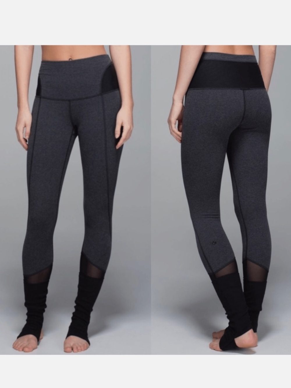 Lululemon Devi Yoga Cotton Stirrup High Rise Waist Leggings Mesh